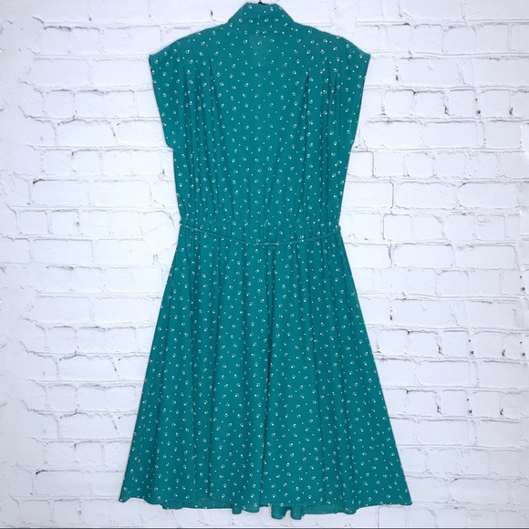 Vintage 70’s Teal Geometric Print Shirt Dress Cap - Picture 3 of 8